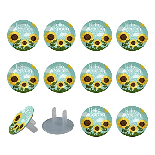 Hello -Sring Sunflower Supply Plug Covers 12 Pack - Обвивки за приклучок за безбедност на бебиња - Трајни и стабилни - Дете ги докажуваат
