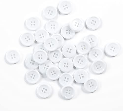 80 парчиња големи 3/4 инчи бели копчиња за шиење на тркалезни смола бели копчиња за занаети 4 дупки за палто на палто за кошула за џемпер за