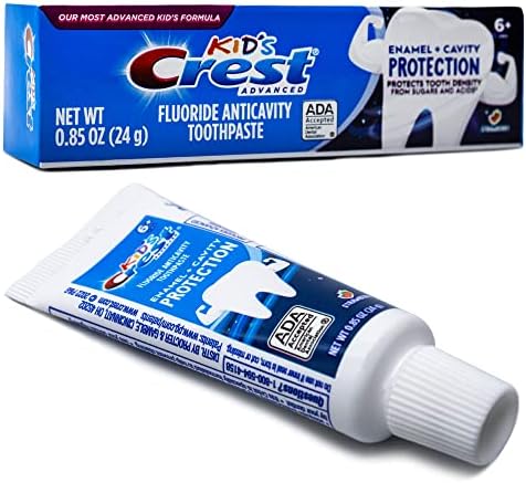 Crest деца напредна емајл за паста за заби + заштита на шуплината со флуорид за антикавилност, големина на патување 0,85oz -