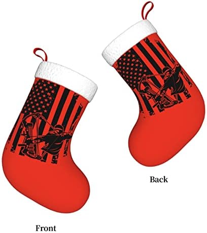 Лов на лак за лак на американско знаме Божиќно порибување Божиќни празници за одмор камин виси чорапи 18 инчи чорапи