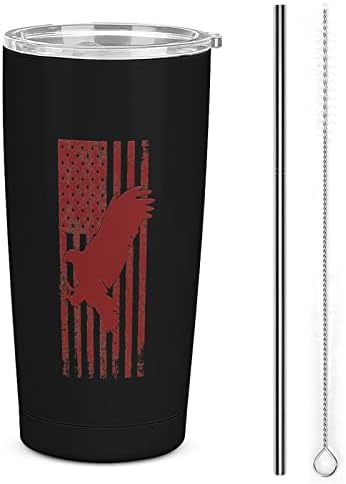 Игл и американско знаме од не'рѓосувачки челик изолирана вода шише со шише со чаша чаша чаша за топли и ладни пијалоци