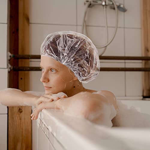 Испратено капаче за туширање за коса 50 парчиња пластично капаче за еднократна употреба водоотпорна капа за туширање, големи
