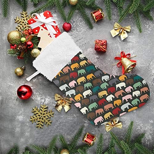 Алаза Божиќни чорапи гроздобер шарен слон класичен персонализиран големи декорации за порибување за семејни празнични сезони за забави Декор