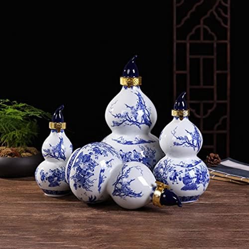 Хемотон запечатувачки контејнери керамичко ретро вино шише сина и бела порцеланска тегла кинеска тиква форма сад сад Крут празно