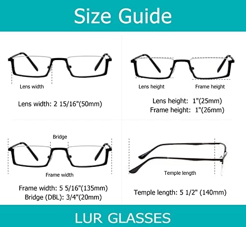 ЛУР 3 Пакувања Полу-раб Метални Очила За Читање + 6 Пакувања Класични Очила За Читање