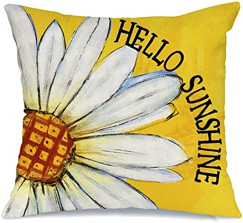 Покриена летна перница од 18х18 инчи сончоглед здраво сонце Декоративно жолто фрлање перница кутија летна перница за софа за софа GS089-18