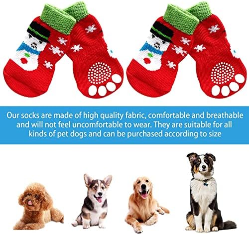 Чорапите за кучиња спречуваат лижење на Божиќни чорапи за кучиња со затегнати миленичиња без лизгање на шепа за подот во затворен