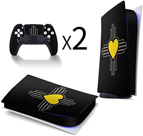 Зиа срцев симбол симбол налепница на кожата за налепници за дигитално издание PS5 за PS5 конзола и отпорен на гребење на контролорот