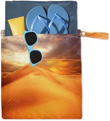 2 парчиња Водоотпорна Влажна Сува Торба Апстрактна Уметност Пустинско Зајдисонце Еднократно Перење Бебешка Ткаенина Пелена Торба Со Два Џебови