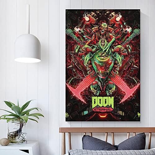 Како одговара на играта Doom Вечен постер отпечатоци на платно за украсување на простории за декорирање постери за непрекинато 12x18inch