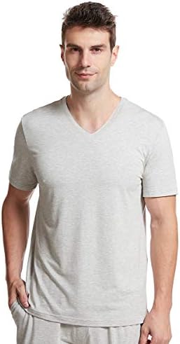 Бамбус кул машки маици цврсти кратки ракави со маица со маица со маица со маица со бамбус вискоза маица за мажи