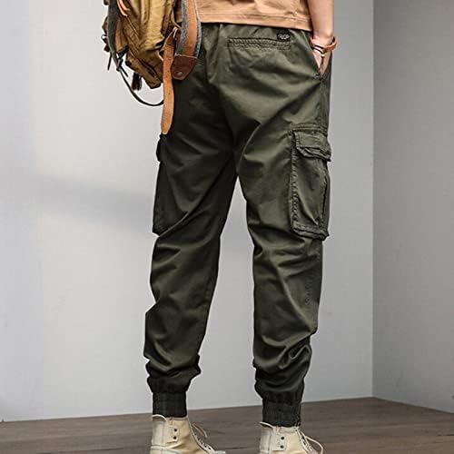 Менс мода лабава памук плус големина џеб чипка до еластични панталони панталони Панталони целокупни карго панталони момчиња