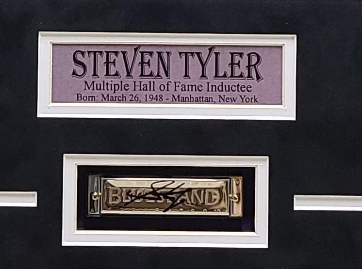 Стивен Тајлер Аеросмит потпиша автограмска хармоника сенка кутија JSA овластен