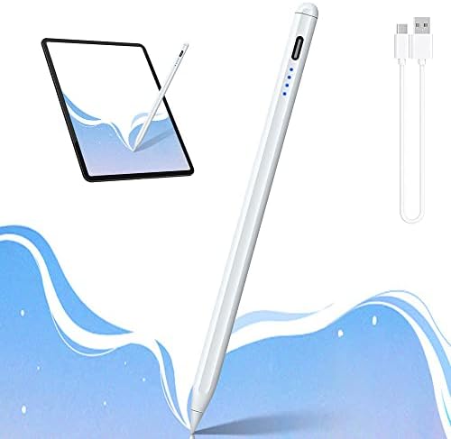Пенкало за игла, бел универзален магнет активен молив со екрани за допир за брзо полнење Type-C за капацитивни паметни телефони, таблети со Android/iPad