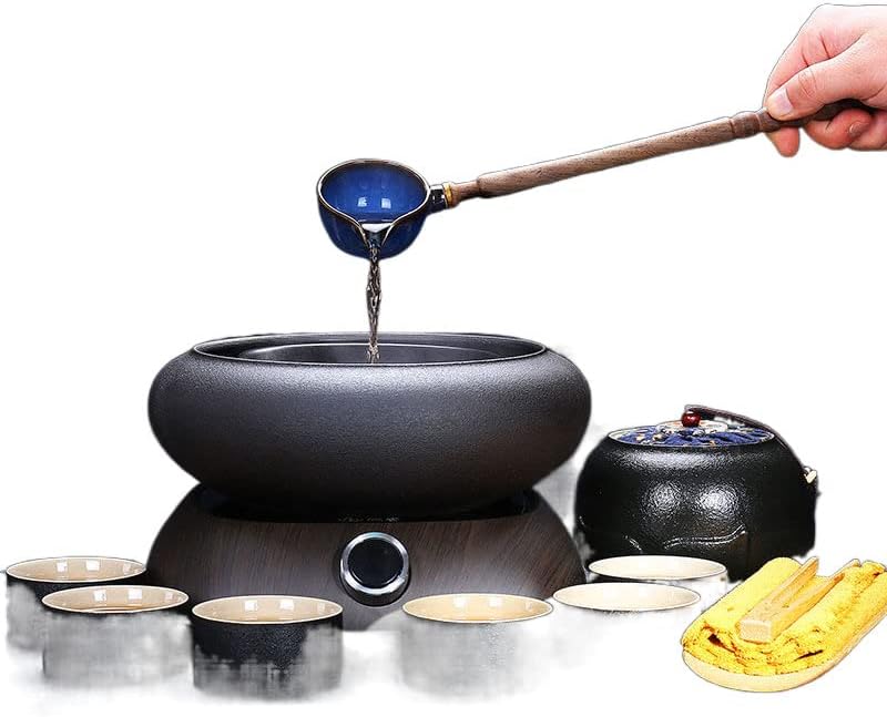 Керамички електричен грнчарски шпорет на чај од црн чај, врежан чај чај 黑 茶 茶器 陶瓷 电陶炉 煮 茶壶 蒸汽 茶