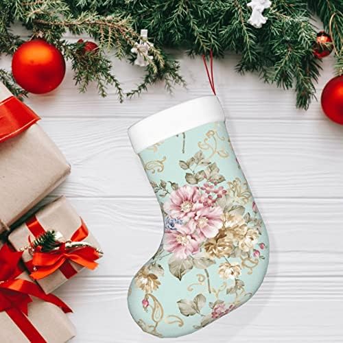Аугенски Божиќни чорапи цветни акварели цветни пролетни двострани камин што виси чорапи