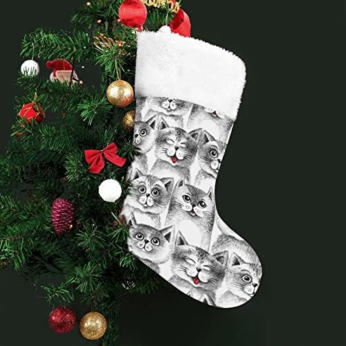 Симпатична мачка шема Божиќно порибување Божиќни чорапи торбичка куќа семејство Божиќ декор