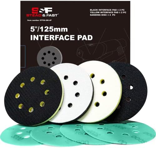 S&F STEAD & FAST 5 INCH ORBITAL SANDER FOAM PAD 4 PCS, подлога за интерфејс со 8 дупки, кука и јамка за песка за пена, меки влошки со диск