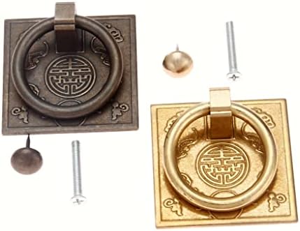 CFSNCM 2PC Антички бронзен месинг кабинет рачка на вратата на вратата од кинески стил, рачка за пржена рачка на прстенот