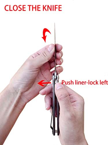 Labstandard нож за преклопување на џеб со 3,4 ”сечило од не'рѓосувачки челик и рачка со лагер-заклучување ， џебен клип и обвивка
