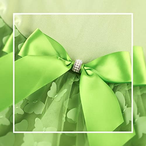 Куче чипка, фустан од фустан од принцеза Туту, здолниште за мали и средни девојки, миленичиња роденденска невеста за невестата облека （зелена,