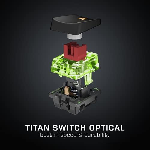 РОКАТ Вулкан Про Линеарна Оптичка Компјутерска Тастатура За Игри, Титан Прекинувач Со Целосна Големина Со Копче AIMO RGB Осветлување,