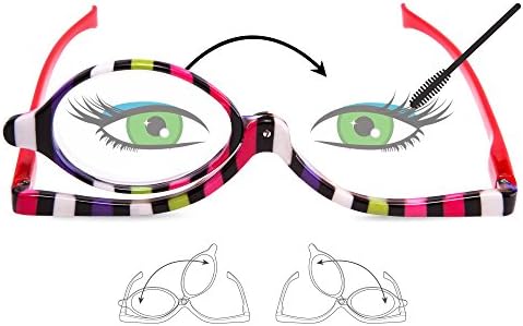Читатели на очила за очила 2 пакети за пакување за шминка очила Окото сочинуваат спектакли, превртување на леќи, преклопување на козметички жени