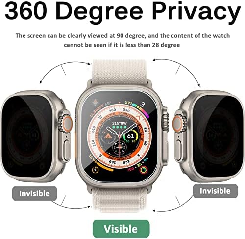 Miimall Компатибилен За Apple Watch Ultra Заштитник На Екранот За Приватност 49mm, 9h Цврстина Калено Стакло Против Гребење [Анти-Шпионски