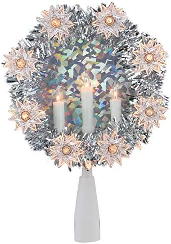 7 сребрен Венец Со Свеќи Топер За Новогодишна Елка-Чисти Светла