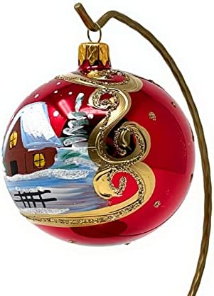 Божиќен украс на полска галерија, зимски ден во планини, разнесена стаклена топка 3-инчен