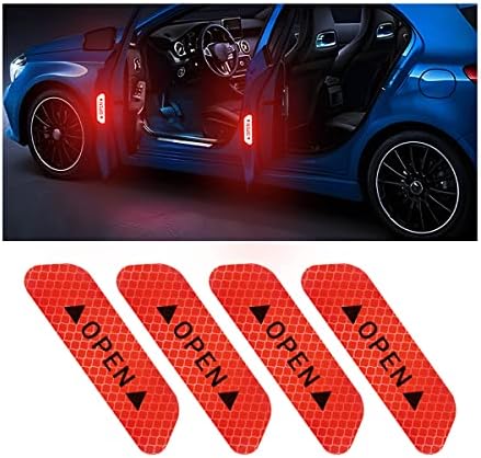 4 парчиња рефлексивни налепници за отворено предупредување за врата од автомобили, ноќна видливост Автоматска безбедност на решенија, 3,6