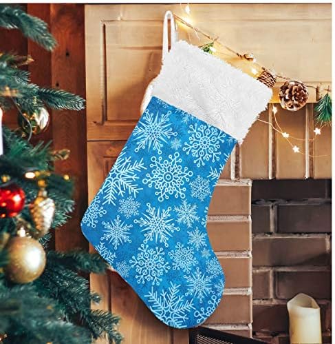 Алаза Божиќни чорапи Зимски снегулки Класик Персонализирани големи декорации за порибување за семејни сезонски празници Декор 1 пакет,