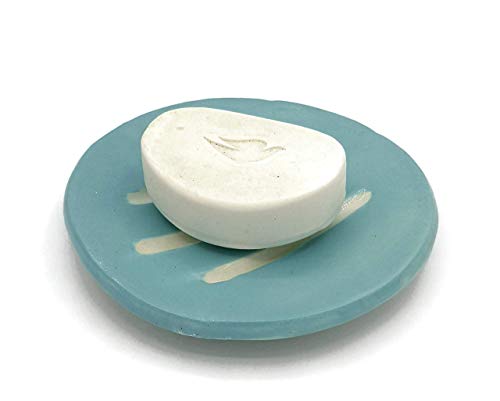 Голем рачно изработено тиркизно сино сапун за сапун за бар -сапун керамички, држач за керамички сунѓер