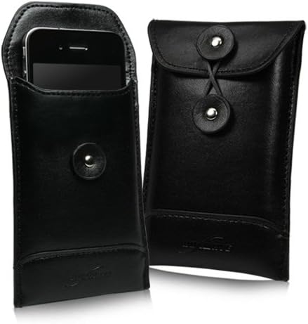 Boxwave Case for Alcatel Smartflip - Неро кожен плик, кожен стил на паричникот на паричникот за Alcatel Smartflip