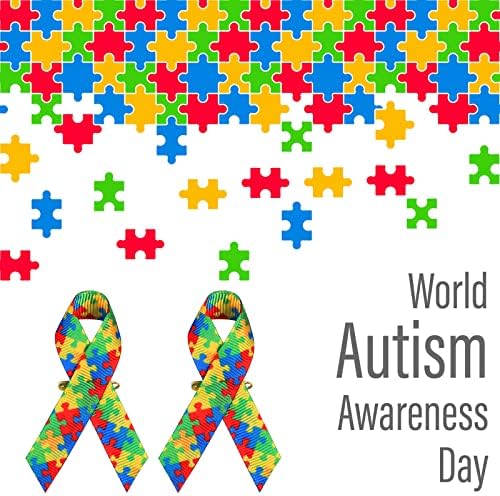 Лента За Свесност за аутизам Печатена Загатка Парче Ткаенина Панделки Со Заштитни Иглички Меморијални Производи За Свесност За Аутизам