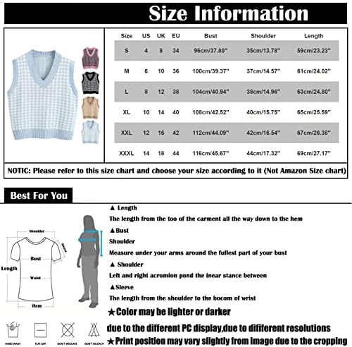 Фрагарн деловен обичен џемпер за жени, женски обичен V-врат за влечење кошула судир во боја без ракави џемпер елек