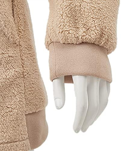 Prdecexlu долга ракав надворешна облека, жени со качулка, зимска основна удобност палто, цврсто лаптено руно, удобно зипфронт јакна