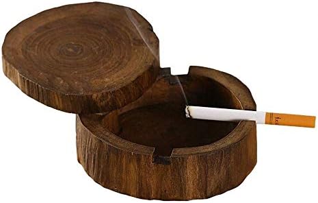 Ldels ashtray цврсто дрво боја на дрво се карактеризира со дрво со капакот со капакот на капакот