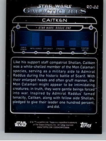 2018 Топс Војна На Ѕвездите Галактички Датотеки Сини Ro-22 Caitken Официјална Картичка За Неспортско Тргување во NM Или Подобар Кондитон