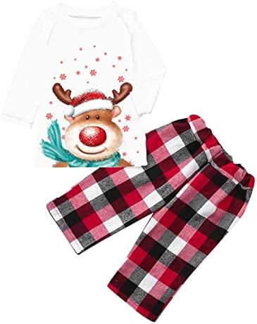 Појавување На Божиќни Пижами За Семејство, Божиќни Грди Ракави Со Долги Ракави Врвни Карирани Панталони Удобни Божиќни Соодветни