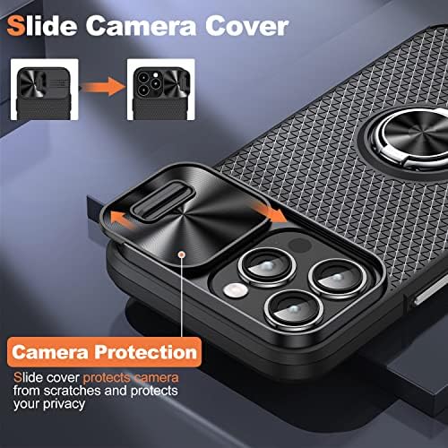 PSIOXY Компатибилен за Iphone 14 Pro Max Случај Со Држач За Магнетни Прстени [Заштита Од Слајд Камера &засилувач; Тестиран Пад На Воено