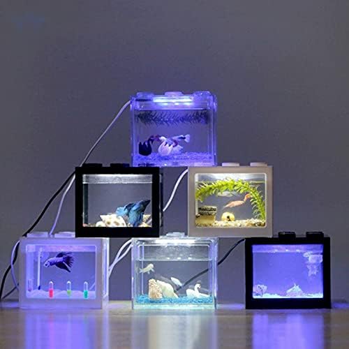 WJCCY USB Мини Аквариумски Аквариумски Резервоар За Риби СО Лед Светилка Декорација На Масичка За Чај Во Домашна Канцеларија