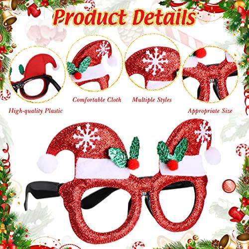 48 компјутери Божиќни сјајни очила украси, детски Божиќни очила рамка забава фаворизираат порибници за порибување Божиќни фото