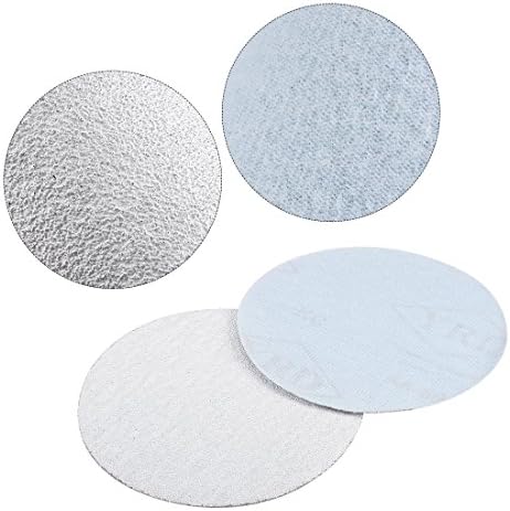 uxcell 20 парчиња 5-инчни алуминиум оксид бела сува кука и дискови за пескарење на јамка кои се собираат шкурка од 600 решетки
