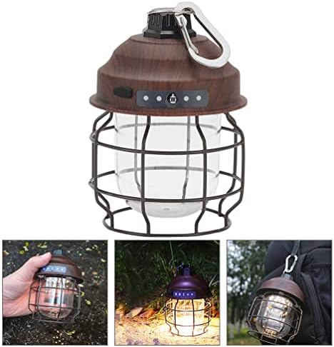 Besportble Outdoor Lantern LED кампување за кампување со USB, за полнење на шатори, гроздобер индустриски стил ноќна ламба за патувања