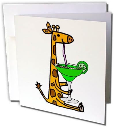 3дроза Смешни Симпатична Жирафа Пиење Маргарита Цртан Филм-Честитка, 6 на 6-инчен