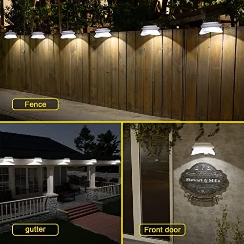 Светла на олук од Рошвеј, 6 пакувања соларни светла за декор со двор со 9 LED водоотпорни огради за оградата за патеката за градинарски