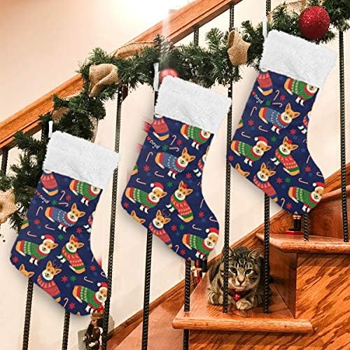 Алаза Божиќни чорапи Коргис Класик Персонализирани големи декорации за порибување за семејни сезонски празници Декор 1 пакет, 17,7 ''