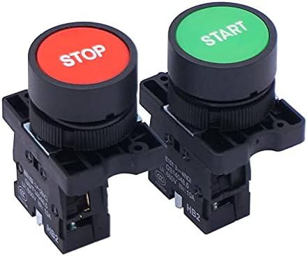 NYCR AC 660V 10A Моментен старт/стоп Црвен зелен знак Не NC Push копче за копче HB2-Start/Stop