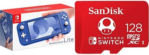 Nintendo Switch Lite-Blue со Sandisk 128 GB microsdxc-картичка, лиценцирана за Nintendo-Switch